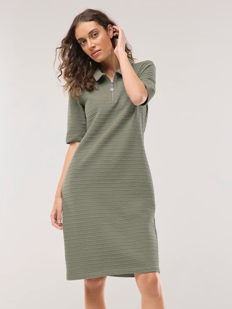 Polokleid mit Struktur Khaki