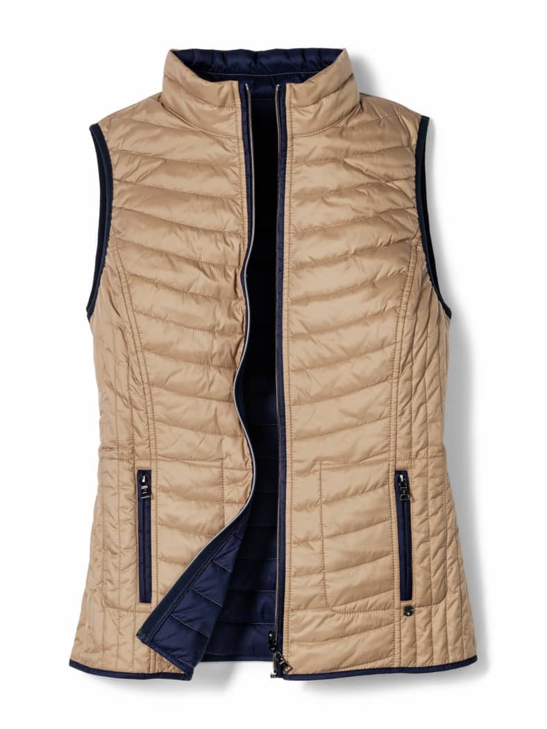 Wende-Steppweste Caramel/Marine