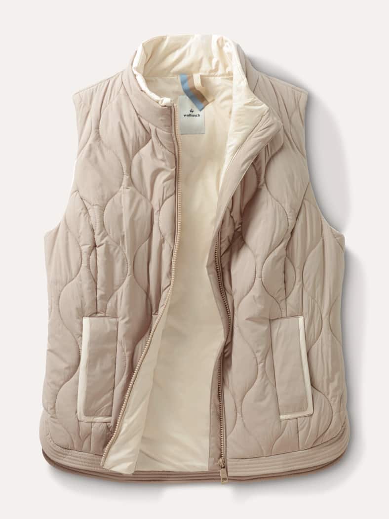 Wellensteppweste Toffee/Creme