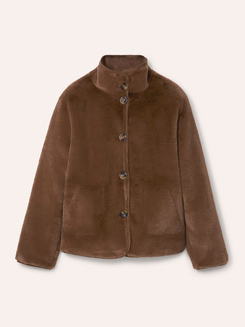 Wendejacke aus Kunstfell Praline