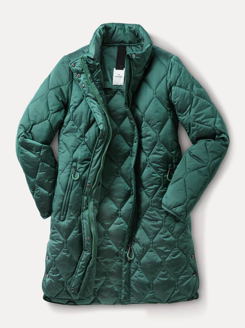 Thermo Sandwich Steppmantel Flaschengrün