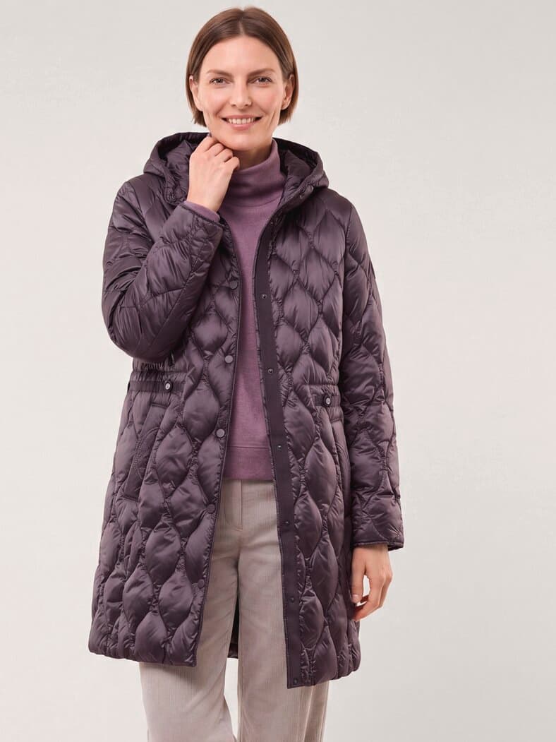 Leichter Steppmantel mit Tunnelzug Mauve