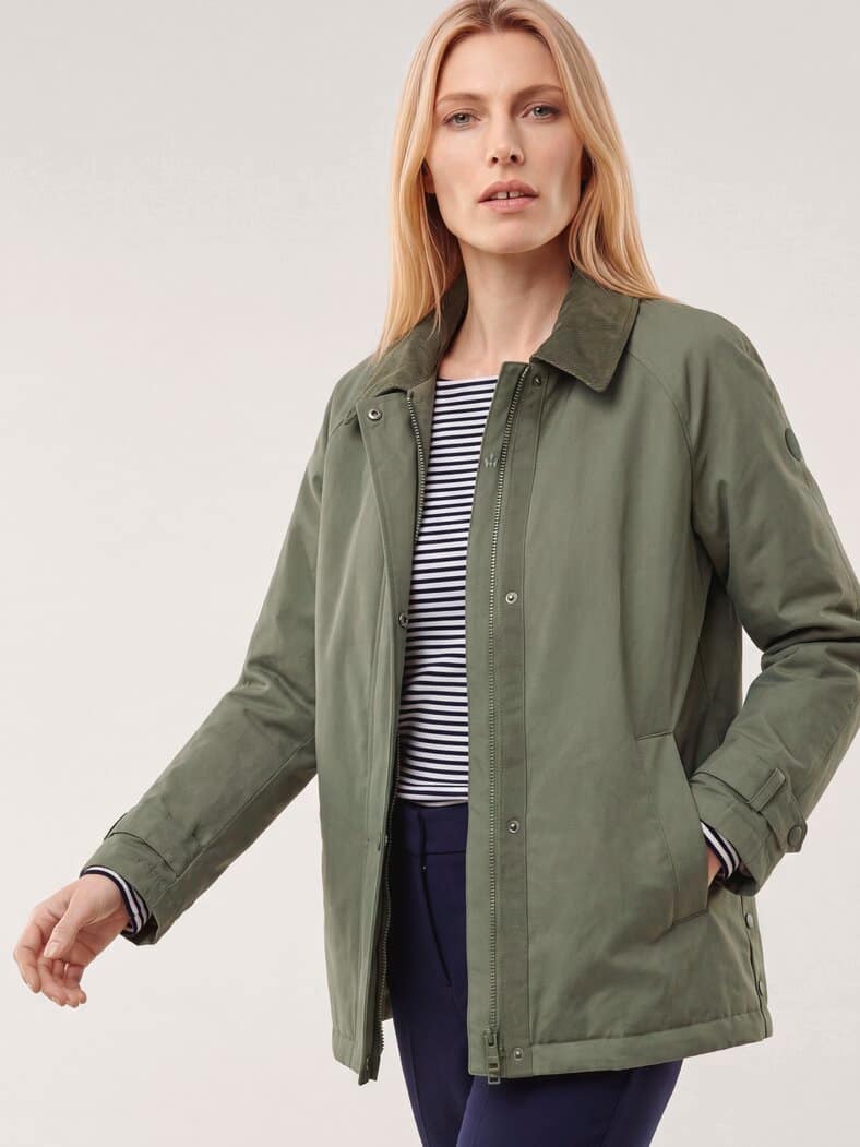 Jacke aus Baumwollmischung mit Cord Olivgrün