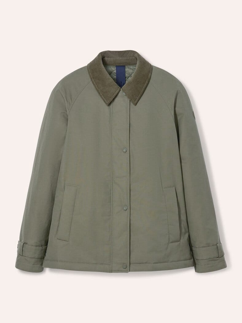 Jacke aus Baumwollmischung mit Cord Olivgrün