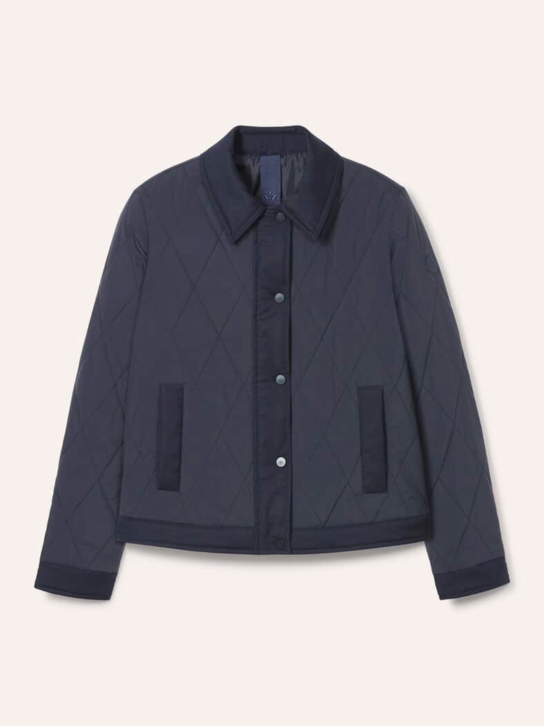 Kurze Steppjacke mit Materialmix Nachtblau