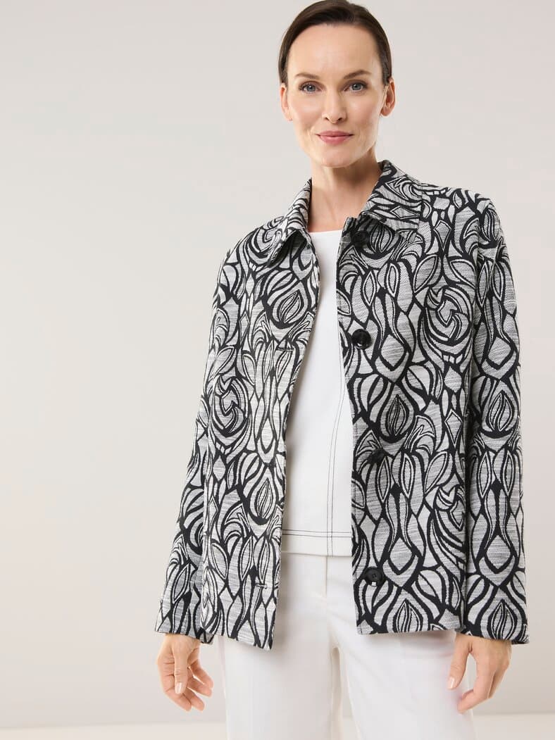 Jacquard Jacke Schwarz/Weiß