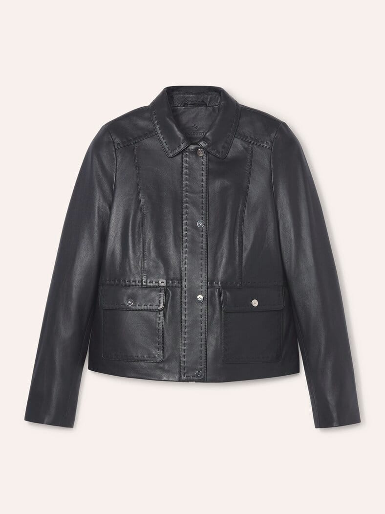 Kurze Jacke aus Lammnappa Schwarz
