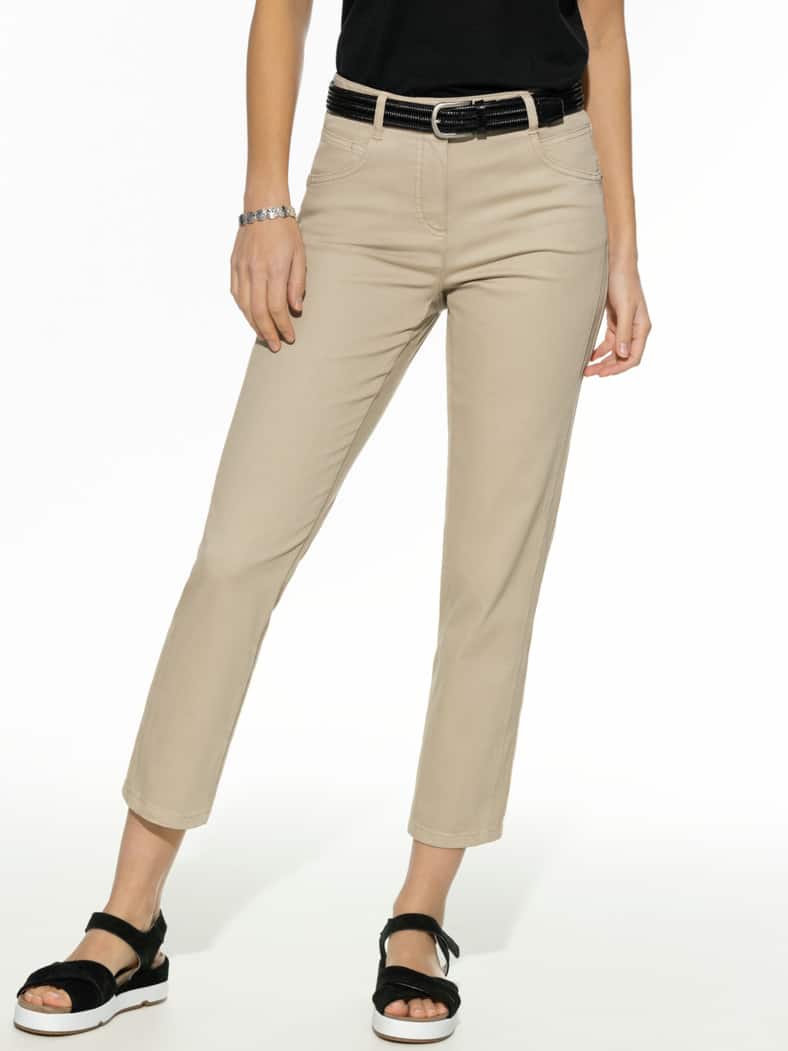 7/8-Baumwollhose Figurwunder Slim F Safaribeige
