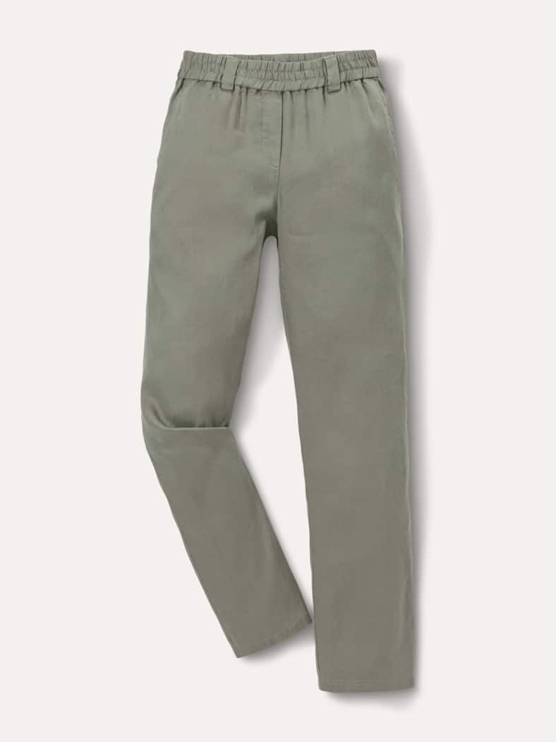 Softleinenmix-Hose Marlene Khaki