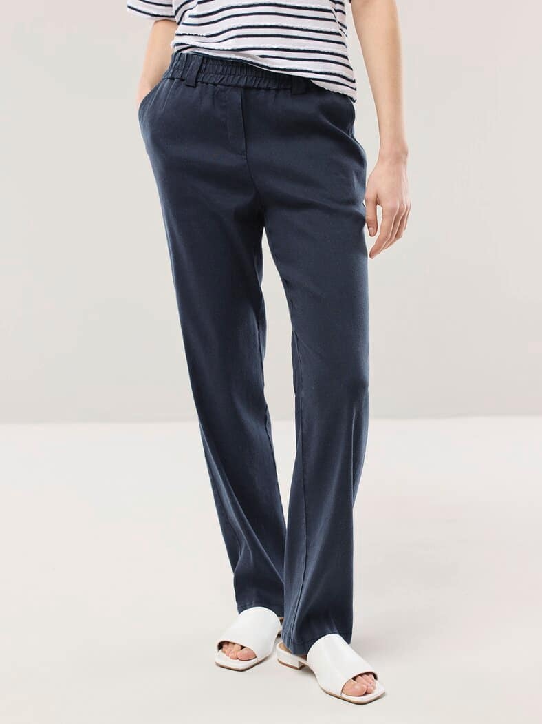 Softleinenmix-Hose Marlene Nachtblau