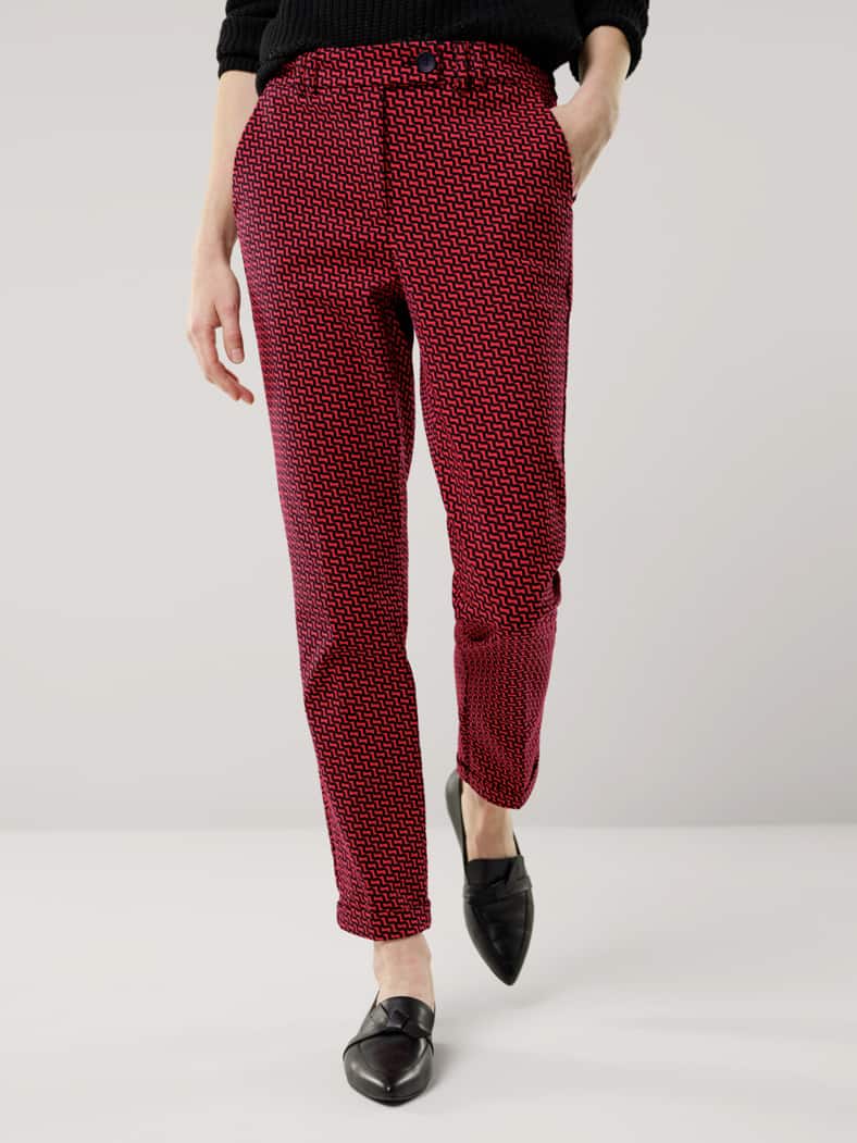 Kombi Jacquardhose Schwarz/Rot