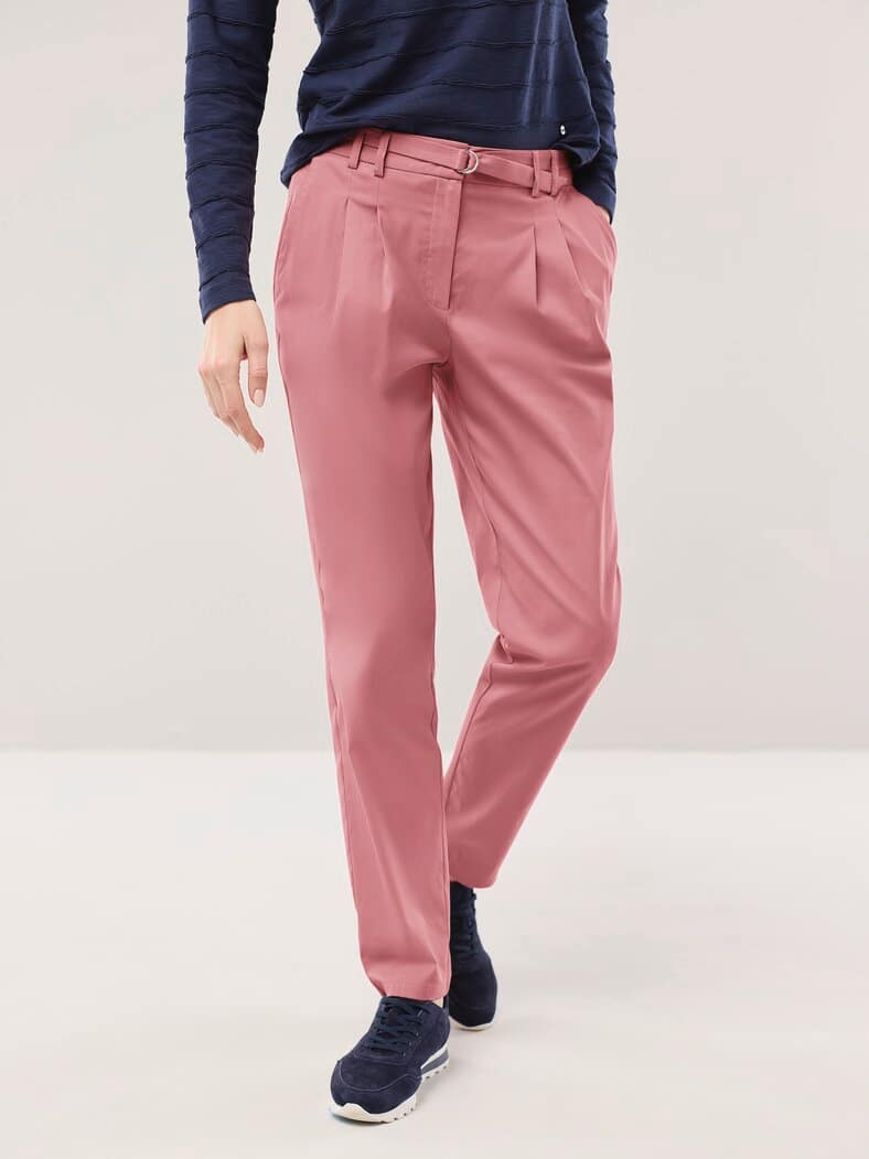 Bundfaltenhose aus Baumwollmix Rosenholz