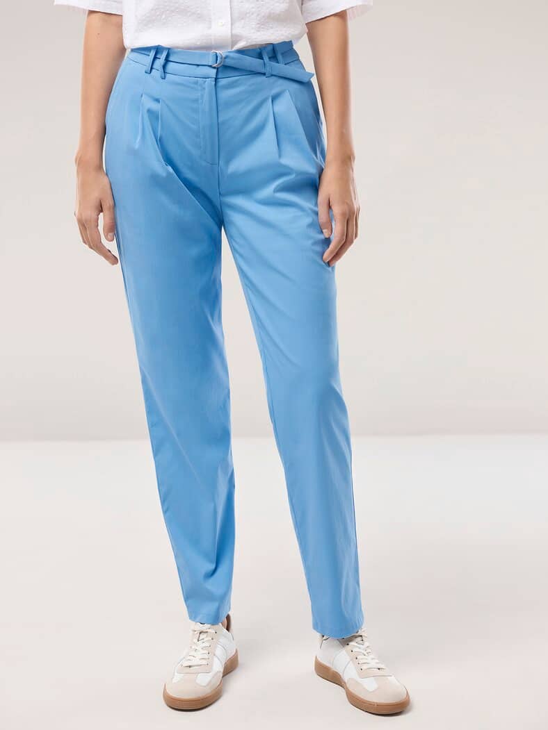 Bundfaltenhose aus Baumwollmix Jeansblau