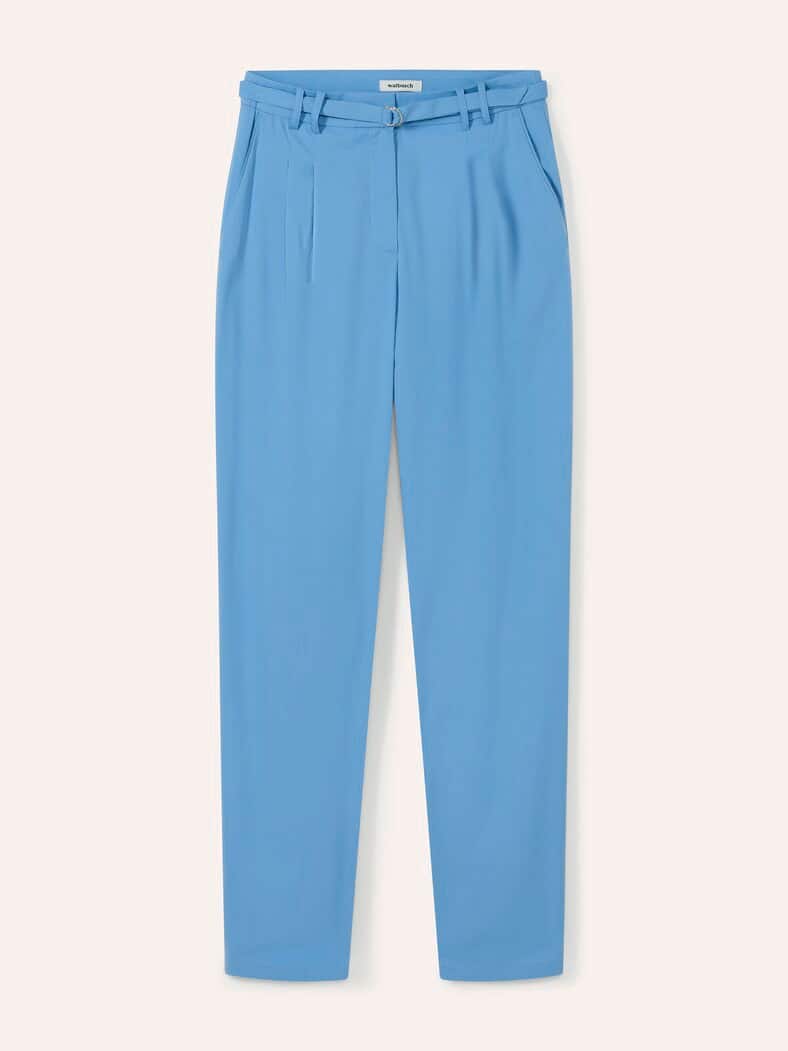 Bundfaltenhose aus Baumwollmix Jeansblau