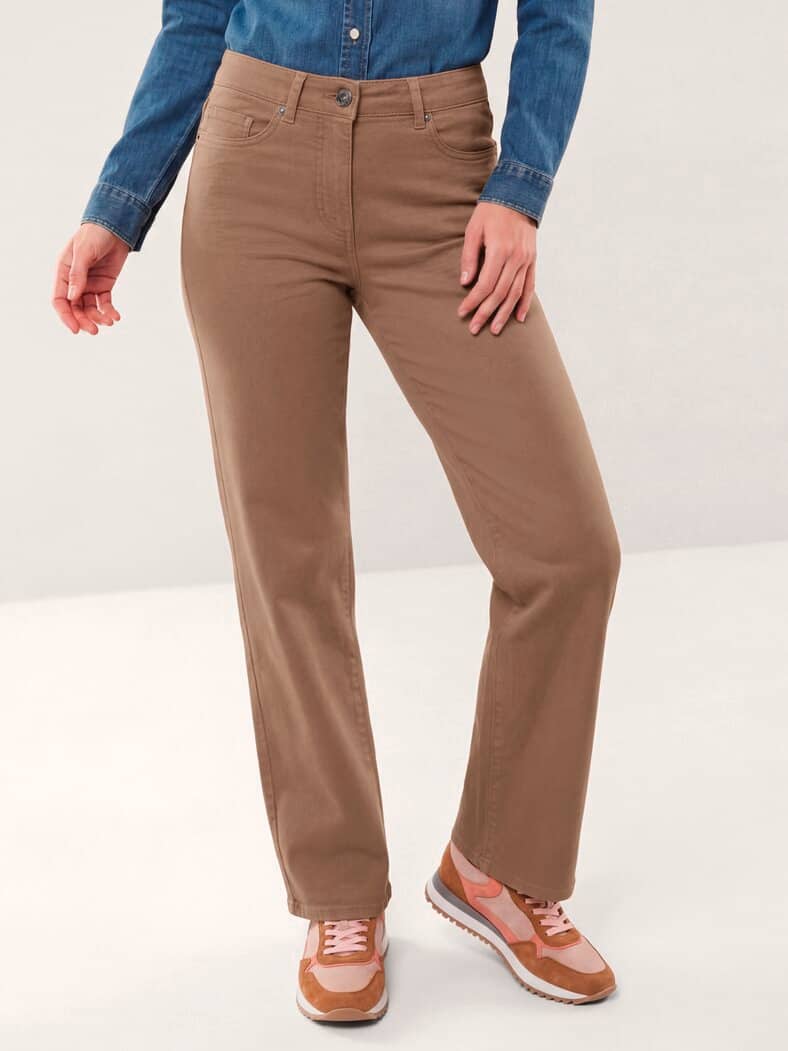5 Pocket Jeans mit weitem Bein Praline