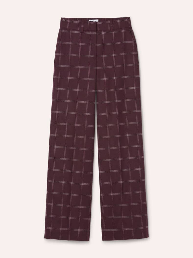 Marlene Hose aus Premium Flanell Karo Merlot