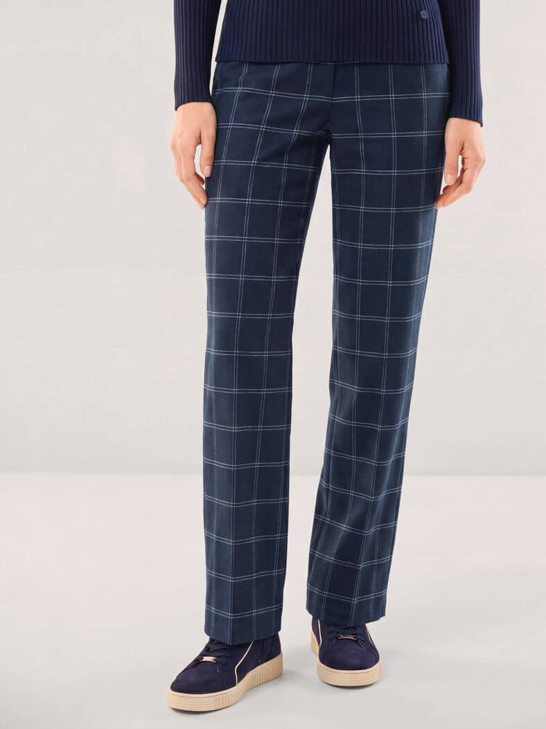 Marlene Hose aus Premium Flanell Karo Nachtblau