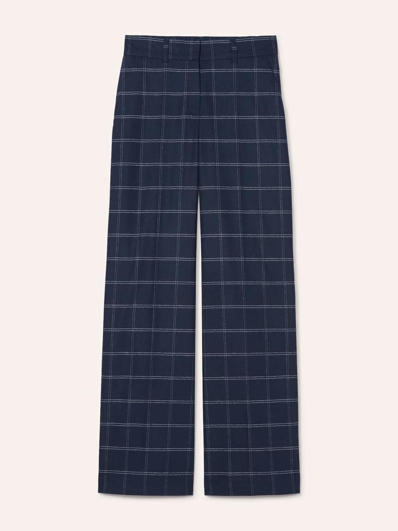 Marlene Hose aus Premium Flanell Karo Nachtblau