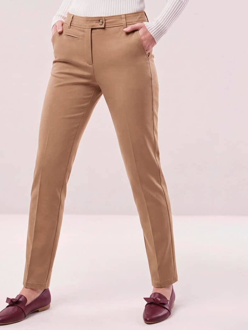 Extraglatt Baumwollchino Praline