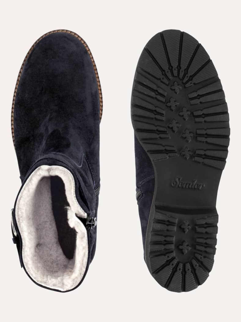 Lammfell-Stiefelette Marine