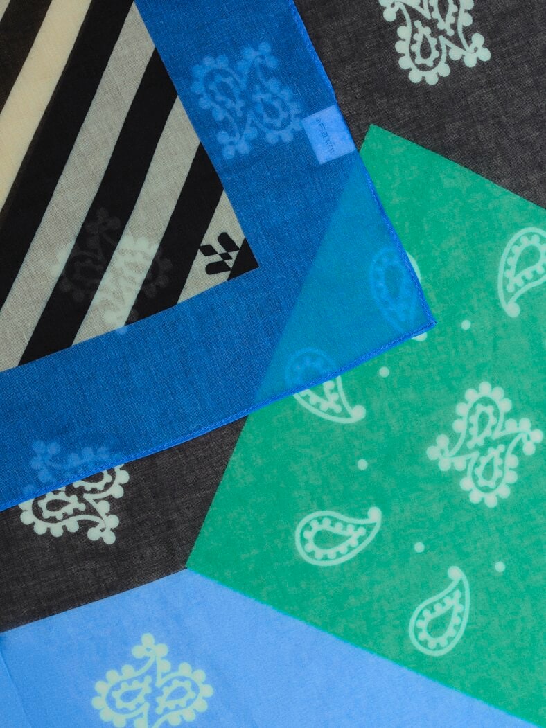 Baumwolltuch Patchdesign Meerblau/Kleegrün