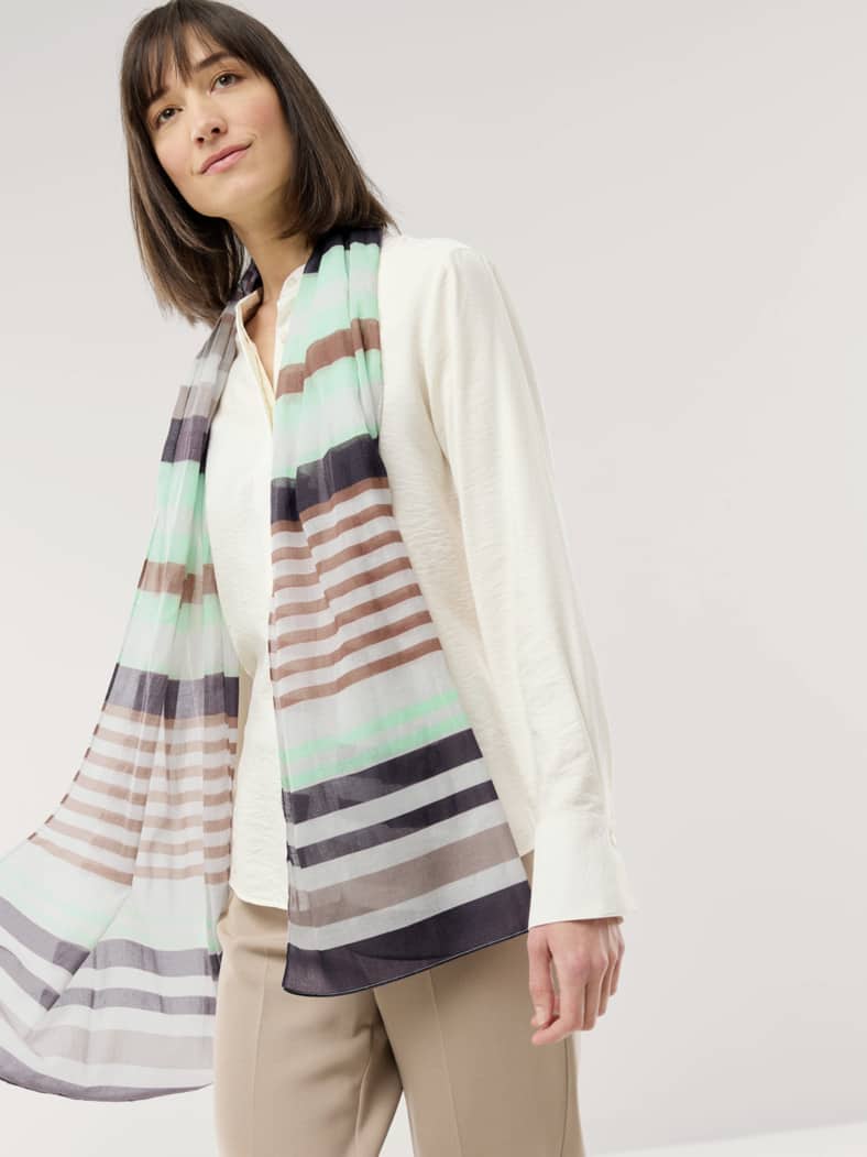 Streifenschal Natur/Grün