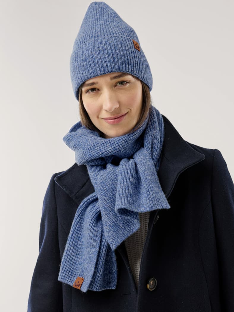 Strickmütze Blau Melange