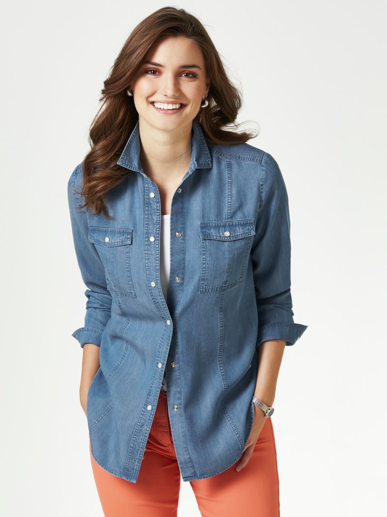 Lyocell-Jeansbluse Extraleicht Mittelblau