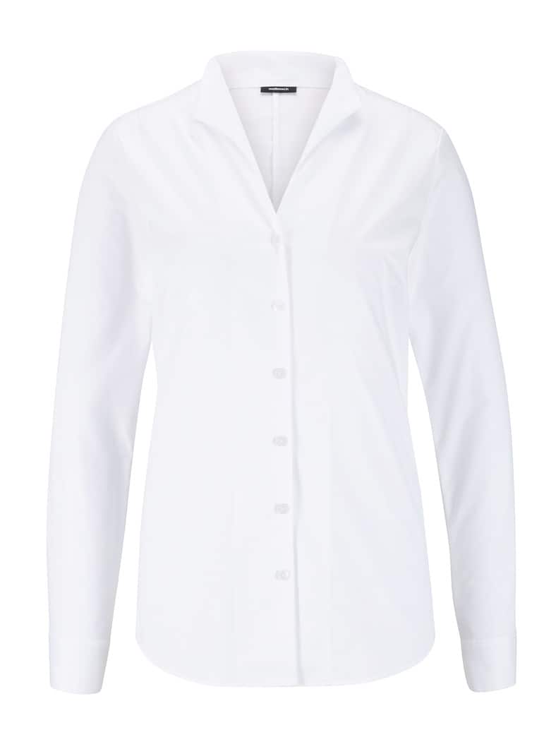 Extraglatt-Bluse Kelchkragen Weiß