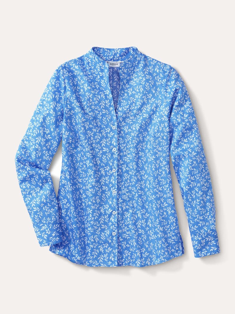 Extraglatt-Bluse Kelchkragen Minimal Königsblau