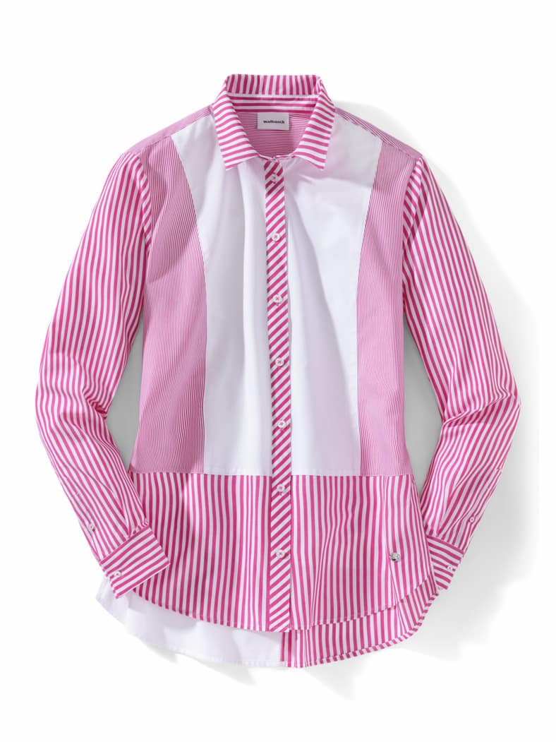 Patchwork Bluse Streifen Beere