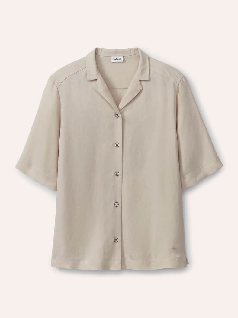 Reverskragen Bluse Leinenmix Natur