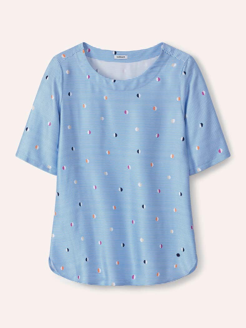 T-Shirt-Bluse Extra Leicht Streifen Blau