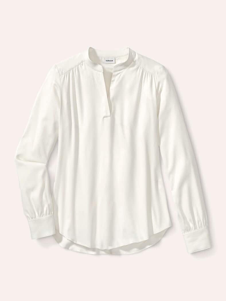 Easy Care Viskose Bluse Uni Weiß