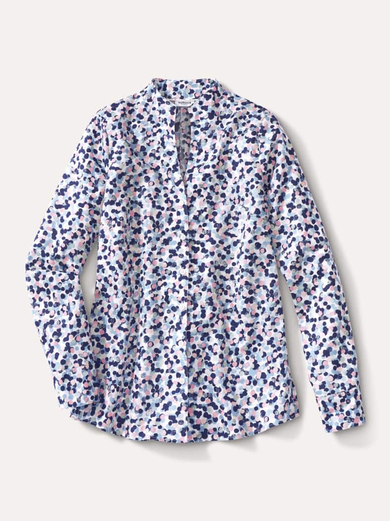 Extraglatt-Bluse Kelchkragen Tupfen Multicolor