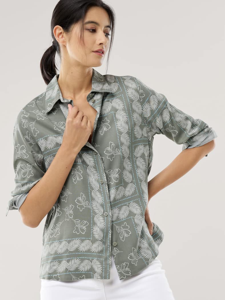 Easy Care Bluse Bandana Khaki