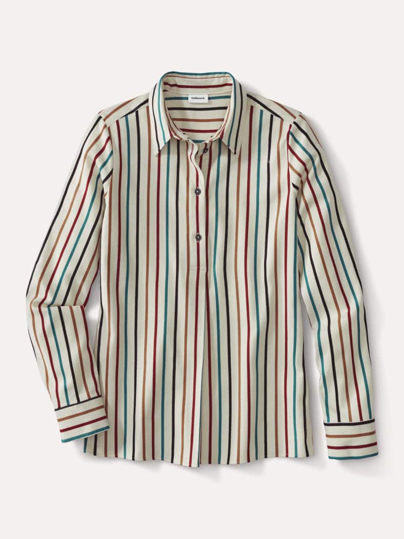 Soft-Flanell Polo-Bluse Multicolor Streifen