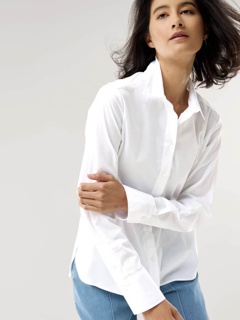 Baumwoll-Bluse Zeitlos Weiß