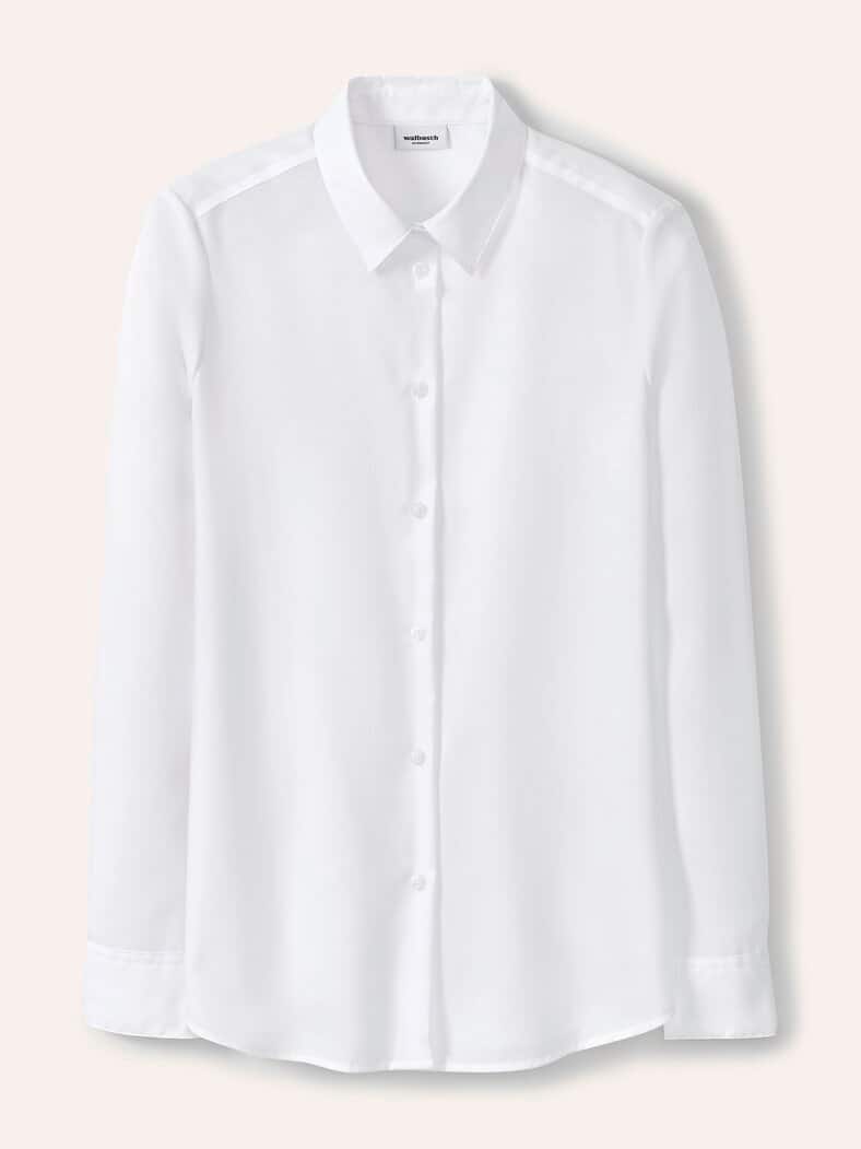 Extraglatt Baumwoll-Bluse Weiß