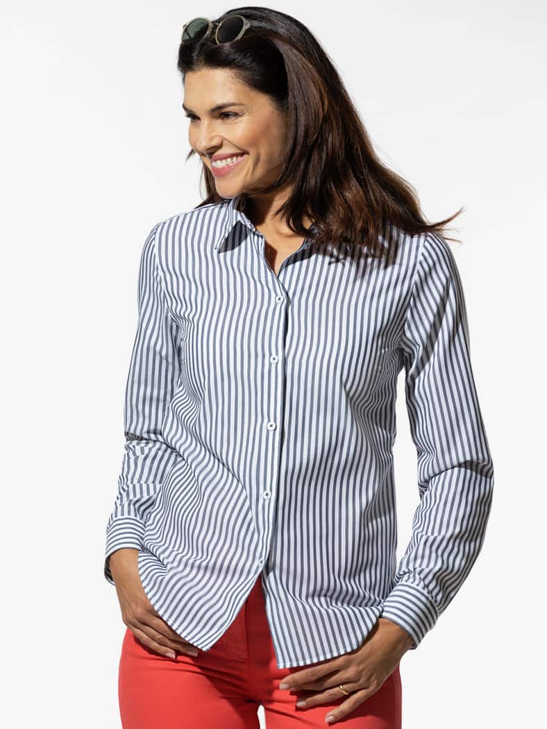 Extraglatt Baumwoll-Bluse Streifen