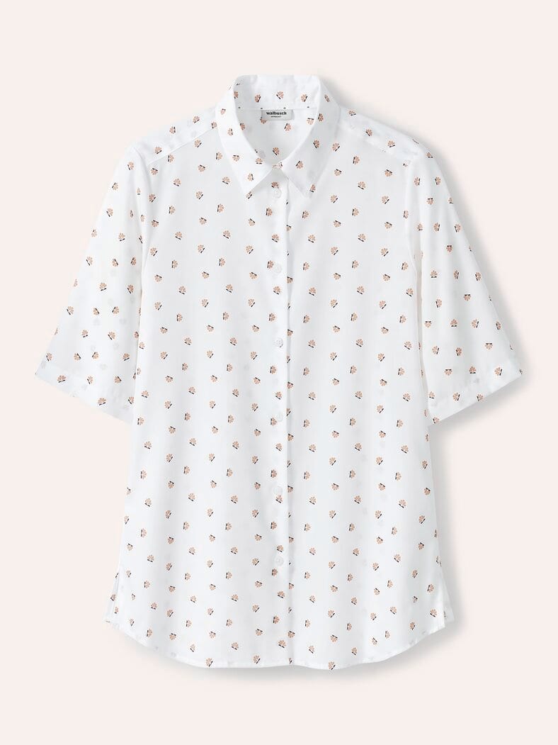 Extraglatt-Hemdbluse Everyday 2.0 Blumendruck Wei