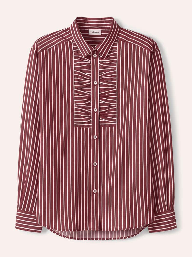 Hemdbluse mit Falteneinsatz Streifen Chianti