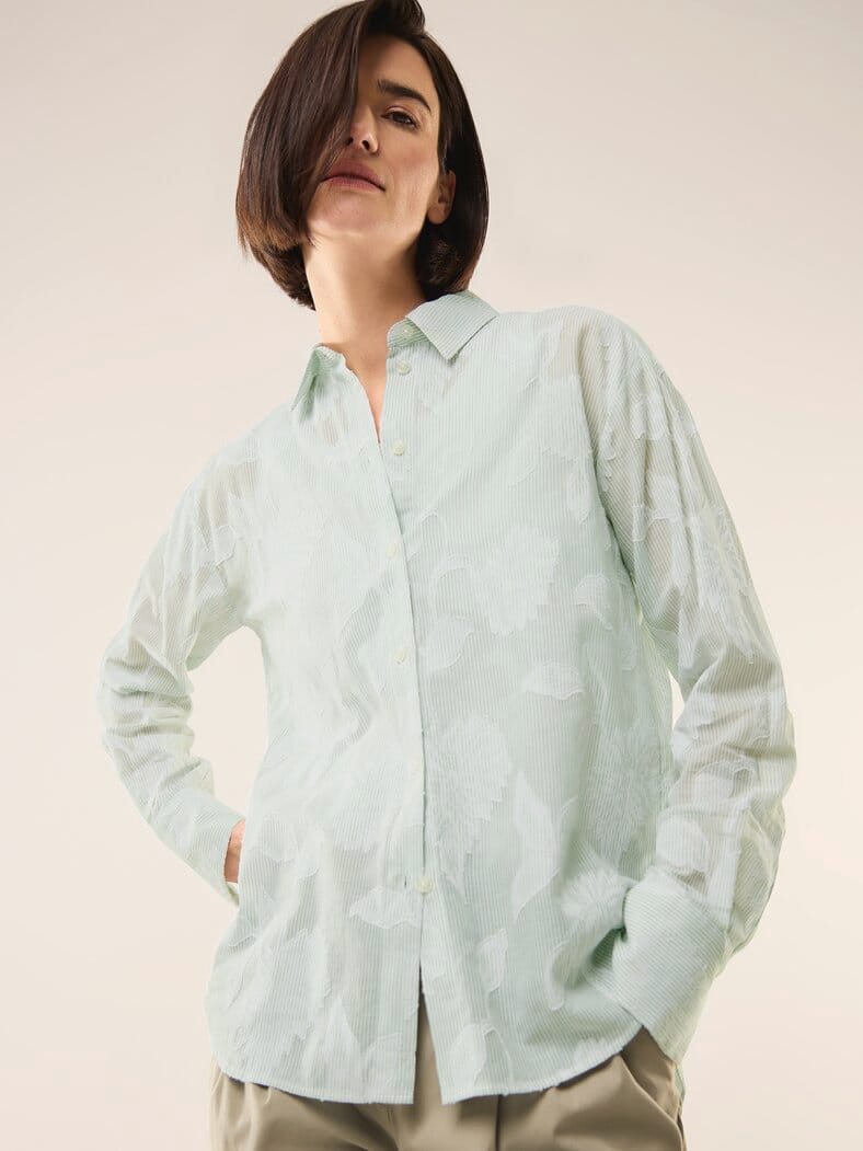 Hemdbluse mit Streifen Basilikum