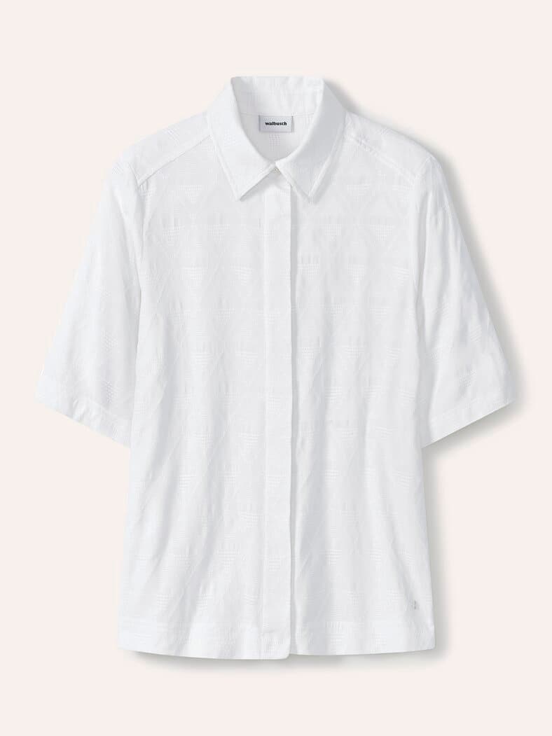 Hemdbluse aus Viskose Jacquard Weiß