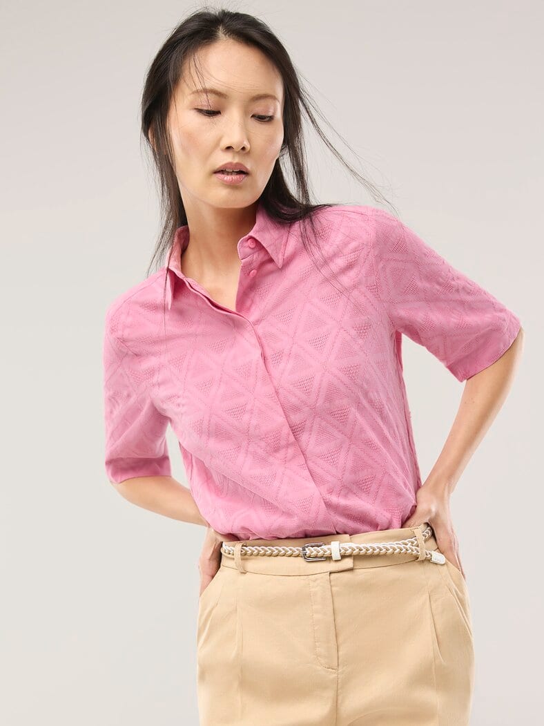 Hemdbluse aus Viskose Jacquard Nelke