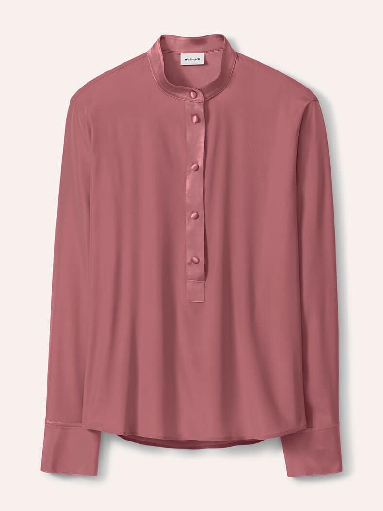 Polo Bluse aus Seide Rosenholz