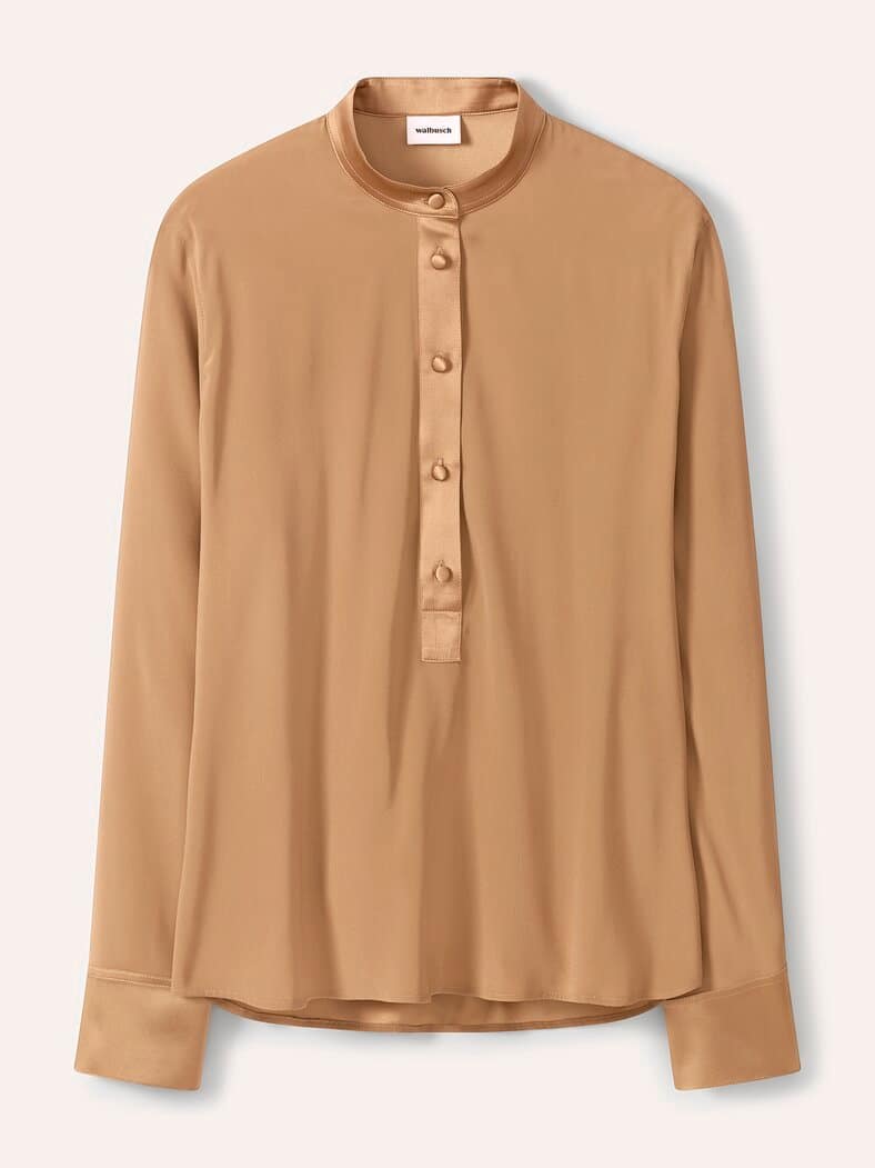 Polo Bluse aus Seide Praline