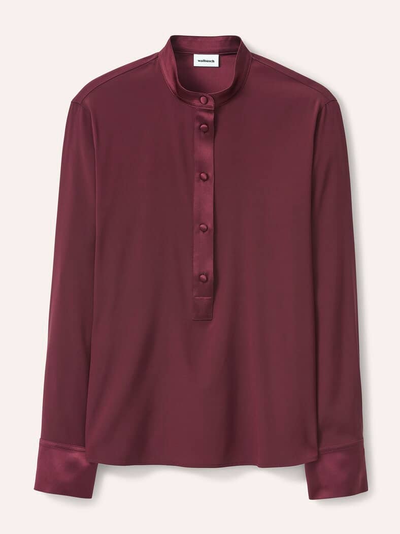 Polo Bluse aus Seide Merlot