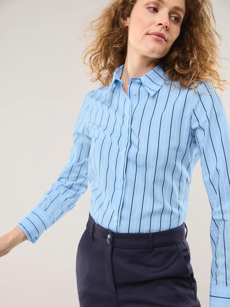 Hemdbluse aus Baumwolle gestreift Smokey Blue