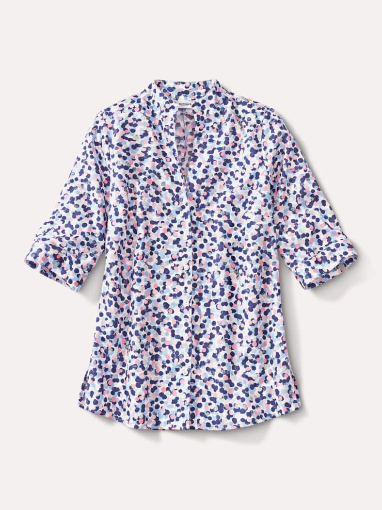 Extraglatt-Bluse Kelchkragen Tupfen Multicolor